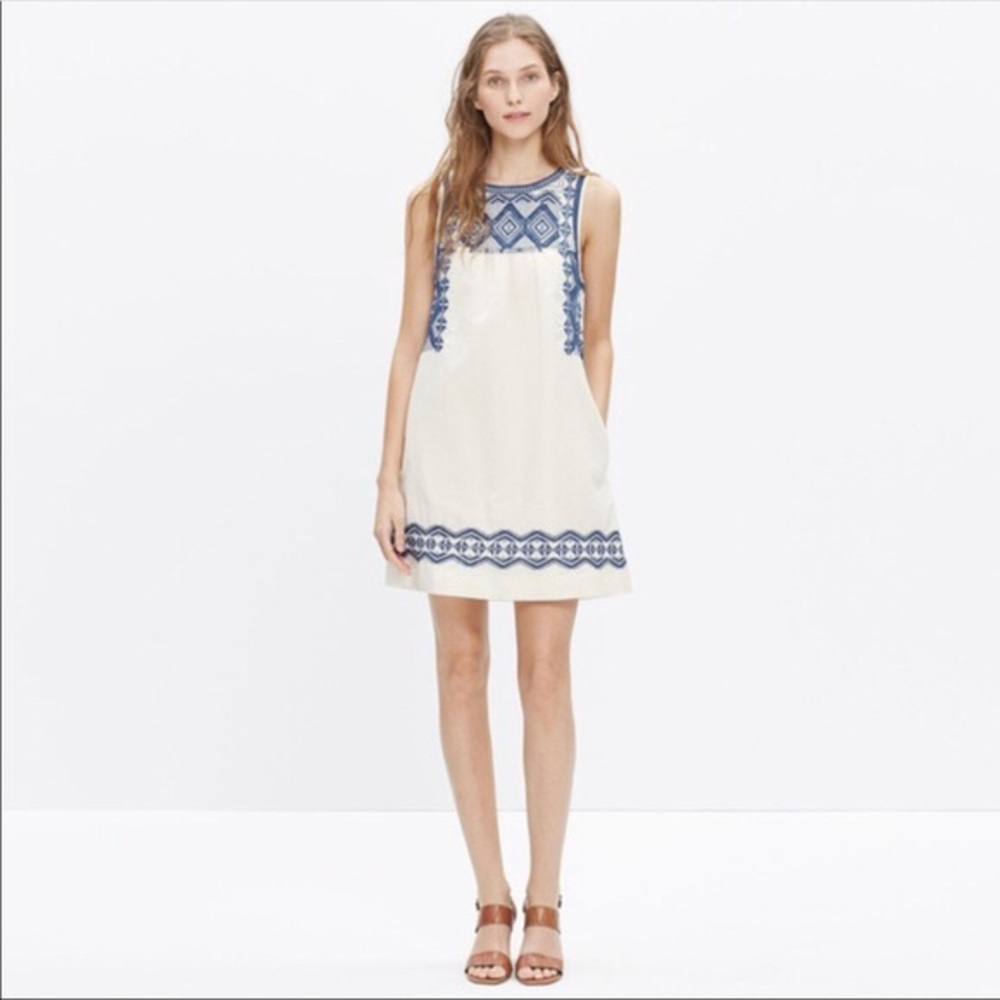 Blue embroidered Madewell sundress